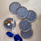 Schafer Mozaik Pasta Servis Seti 6 Parça-Lacivert - 1