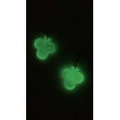 Şeffaf Renk Gece Yeşil Neon Olan İskambilde Sinek Şekilli Küpe Epoksi El Yapımı Hediyelik - 2