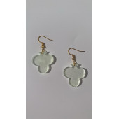 Şeffaf Renk Gece Yeşil Neon Olan İskambilde Sinek Şekilli Küpe Epoksi El Yapımı Hediyelik - 6