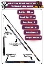 OSLO TEAM 360cm 100-200 gr Teleskopik Olta Kamışı thumbnail 1