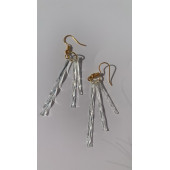 Şeffaf Renkli Gece Yeşil Neon Olan Parlak Üçlü Çubuk Şekilli Küpe Epoksi El Yapımı Hediyelik thumbnail 1