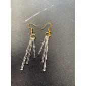 Şeffaf Renkli Gece Yeşil Neon Olan Parlak Üçlü Çubuk Şekilli Küpe Epoksi El Yapımı Hediyelik thumbnail 6