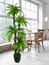 Nettenevime Yapay Ağaç Sıkas Palmiye Açık Yeşil 4Katlı 72Yaprak 150cm Salon Çiçeği Yapay Çiçek thumbnail 3