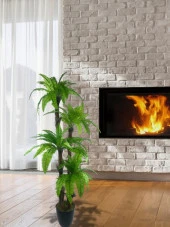 Nettenevime Yapay Ağaç Sıkas Palmiye Açık Yeşil 4Katlı 72Yaprak 150cm Salon Çiçeği Yapay Çiçek thumbnail 5