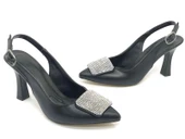 Feles Toka Taş Detaylı Arkası Açık Stiletto Kadın Topuklu Ayakkabı thumbnail 1