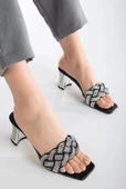 Feles Örgü Taş Detaylı Kadın Topuklu Terlik thumbnail 2
