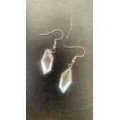 Şeffaf Renk Gece Yeşil Neon Olan Kristal Şekilli Gümüş Aksesuarlı Küpe Epoksi El Yapımı Hediyelik thumbnail 7