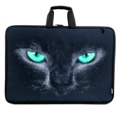 askılı, fermuarlı 35x50 resim çantası su geçirmez ketenli kumaş 35x50 proje çantası kedi yüz thumbnail 1