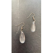 Şeffaf Renk Gece Yeşil Neon Olan Damla Şekilli Gümüş Aksesuarlı Küpe Epoksi El Yapımı Hediyelik thumbnail 2