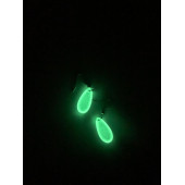 Şeffaf Renk Gece Yeşil Neon Olan Damla Şekilli Gümüş Aksesuarlı Küpe Epoksi El Yapımı Hediyelik thumbnail 8