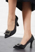 Feles Kare Taş Detaylı Stiletto Kadın Topuklu Ayakkabı thumbnail 11