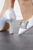Feles Kare Taş Detaylı Stiletto Kadın Topuklu Ayakkabı - 7