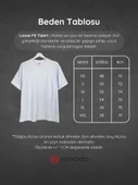 Hiphop Zürafa Baskılı Loose Fit Bisiklet Yaka Unisex Tişört Siyah - 4