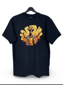 Hiphop Zürafa Baskılı Loose Fit Bisiklet Yaka Unisex Tişört Siyah - 1