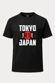 Tokyo 1986 Yazılı Baskılı Loose Fit Bisiklet Yaka Unisex Tişört Siyah - 1