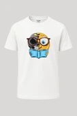 İki Yüzlü Emoji Baskılı Loose Fit Bisiklet Yaka Unisex Tişört - 5
