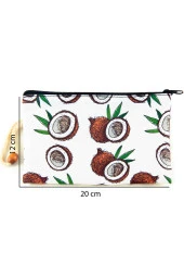 Hindistan Cevizi Desenli Kalemlik Fermuarlı Makyaj Çantası Orta Boy 12cm X 20cm - 3