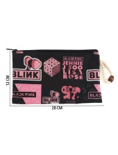 Blackpink K-Pop Desenli Kalemlik Fermuarlı Makyaj Çantası Orta Boy 12cm X 20cm - 2
