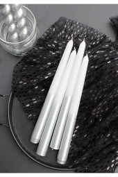 Sanat Sepet İşleri Çizgi Sedefli Parlak Konik Şamdan Mum - 4' lü ve 2' li - 1