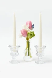 Sanat Sepet İşleri Pastel Renk Konik Şamdan Mum - 2' Li Set - 1