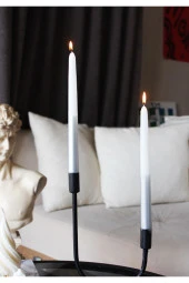 Sanat Sepet İşleri Çizgi Sedefli Parlak Konik Şamdan Mum - 4' lü ve 2' li - 2