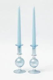 Sanat Sepet İşleri Pastel Renk Konik Şamdan Mum - 2' Li Set - 1