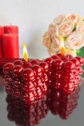 Sanat Sepet İşleri Gold Parlak Bubble 2'li Set Hediyelik Dekoratif Mum Seti - 1