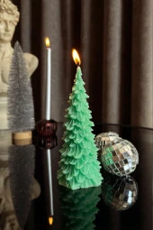 Sanat Sepet İşleri Yılbaşı Serisi Çam Ağacı Dekoratif Mum thumbnail 1