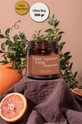 Sanat Sepet İşleri Premium "more Espresso" Ultra Boy, Uzun Yanma Süreli, Latte Kokulu Kahve & Amber Kavanoz - 1