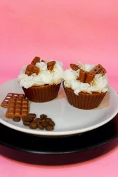 Sanat Sepet İşleri Ikili Cup Cake Çikolata Parçacıklı Kokulu Kahverengi El Yapımı Dekoratif Mum - 2