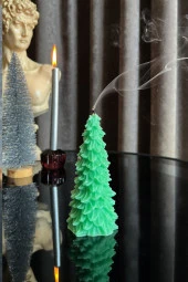 Sanat Sepet İşleri Yılbaşı Serisi Çam Ağacı Dekoratif Mum thumbnail 4