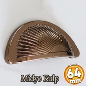 Yelken Midye Çanak 64 mm Düğme Bronz Mobilya Mutfak Dolabı Çekmece Dolap Kulpları Kulpu Kulb thumbnail 1