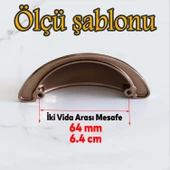Yelken Midye Çanak 64 mm Düğme Bronz Mobilya Mutfak Dolabı Çekmece Dolap Kulpları Kulpu Kulb thumbnail 2