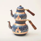 Erzincan El İşlemeli Bakır ÇAYDANLIK NO:2 MAVİ - 1