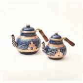 Erzincan El İşlemeli Bakır ÇAYDANLIK NO:2 MAVİ - 3