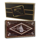 Unisex Kahverengi Antik Osmanlı Tuğrası Tavla Takımı - 2