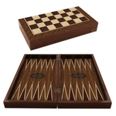Antik Ceviz Mdf Kasalı Tavla + Oyun Kağıdı - 1
