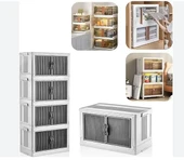 4 Katlı Portatif Dolap Çok Amaçlı Tekerlekli Mutfak Banyo Dolabı Beyaz thumbnail 1