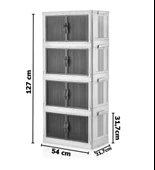 4 Katlı Portatif Dolap Çok Amaçlı Tekerlekli Mutfak Banyo Dolabı Beyaz thumbnail 2