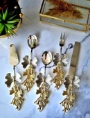 5 Parça Kelebek Desenli Gold Saplı Çelik Servis Seti thumbnail 1