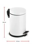 12 Litre Paslanmaz Pedallı Beyaz Çöp Kovası Ev Ofis Banyo Mutfak thumbnail 5