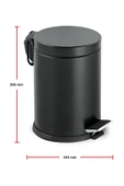 Groove 12 Litre Paslanmaz Pedallı Siyah Çöp Kovası Ev Ofis Banyo Mutfak - 5