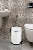 16 Litre Paslanmaz Pedallı Beyaz Çöp Kovası Ev Ofis Banyo Mutfak - 2