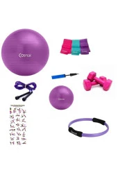 8'li Pilates Seti Çember Ip Dambıl Lastik Pompa - 1