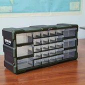 Super Bag Monoblok Çekmeceli Vida Boncuk Kutusu Organizer 26 Çekmece Vida Hobi Takım Çantası Sarı - 1