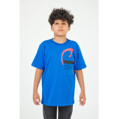 Erkek Çocuk Saks Mavi Cep Detaylı Tshirt - 1