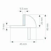 Canex Yer Kapı Tamponu Yarım Ay (Zamak-Paslanmaz) - 2