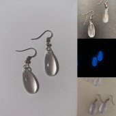 Şeffaf Renk Gece Mavi Neon Olan Damla Şekilli Gümüş Aksesuarlı Küpe Epoksi El Yapımı Hediyelik thumbnail 1