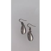 Şeffaf Renk Gece Mavi Neon Olan Damla Şekilli Gümüş Aksesuarlı Küpe Epoksi El Yapımı Hediyelik thumbnail 2