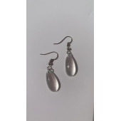 Şeffaf Renk Gece Mavi Neon Olan Damla Şekilli Gümüş Aksesuarlı Küpe Epoksi El Yapımı Hediyelik thumbnail 3